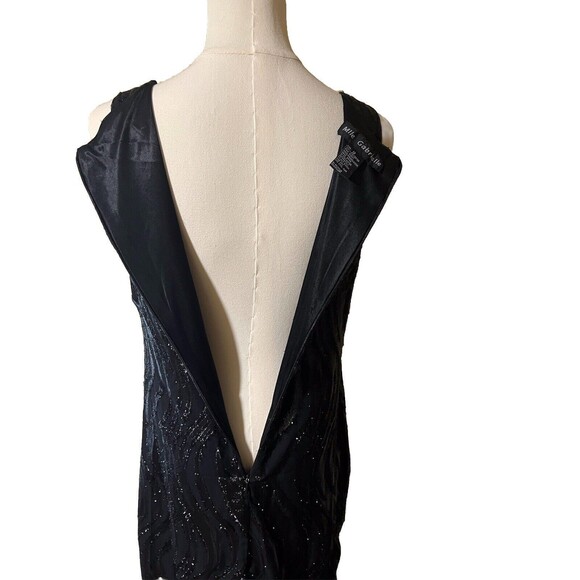 Mlle Gabrielle Dress 12 Black Sequins Sleeveless Cruise Party Flapper Vibes - Picture 5 of 16